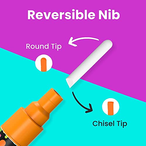 Chalkola 8 Pastel Liquid Chalk Markers for Blackboard, Chalkboard Signs, Window, Labels, Bistro, Glass, Car - Washable Wet Wipe Ink ChalkBoard Markers | 6mm Reversible Tip, Erasable Liquid Chalk Pens - size: Bold Tip - 6mm