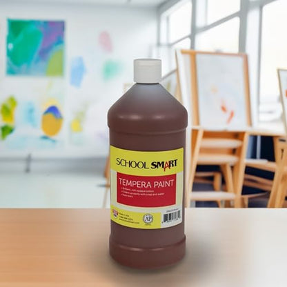 School Smart Tempera Paint, Brown, 1 Quart Bottle - color: Brown