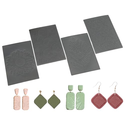 Boho Style Polymer Clay Texture Sheets for Earring Jewerly Making, Clay Texture Mat for Polymer Clay Projects Polymer Clay Earrings Tools