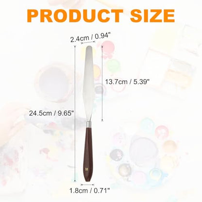 HARFINGTON 5pcs Palette Knife Painting Tool 5.39" x 0.91" Stainless Steel Art Spatula Pallet Knives Scrapers Tools with Plastic Handle for Acrylic Oil Canvas Mixing Spreading, Red/Silver