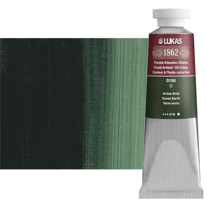 Lukas 1862 Professional German Oil Paint, Green Earth 37 mL - w/Beeswax & Non-Yellowing Sunflower Oil, Short Drying Time, Smooth, Outstanding Lightfastness - color: Green Earth, size: 1.25 Fl Oz (Pack of 1)