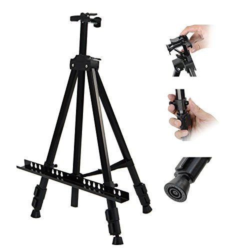 T-Sign 17 to 66 Inch Heavy Duty Easel Stand - Adjustable Metal Tripod Art Easel for Painting and Display, Portable Canvas Stand with Carrying Bag for Artists, Tabletop and Outdoor Use (Black, 1 Pack) - style: 66 Inch Anthracite Black (1 Pack)