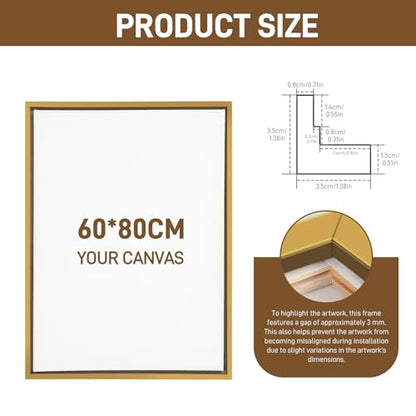 Fepinc Canvas Floating Frame, Canvas Frame 0.75 inches deep Floater for Canvas Panel Oil Painting Wall Art Prints (Gold, 23.6x31.5) - color: Gold, size: 23.6x31.5