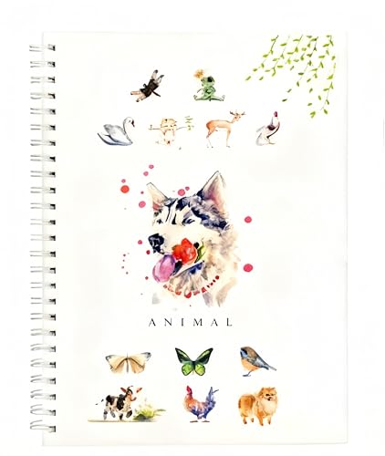 Watercolor Workbook，Water Paint Adult Set，Easy Coloring Book for Adults,Beautiful Paintings for Beginner（Fruit - Album (Animals - Album) - color: Animals - Album