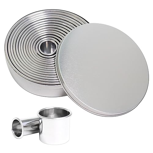 14 PCS Circle Cookie Cutters, Stainless Steel Biscuit Cutter Set(Silvery) - size: 14 Pack, Round Shape