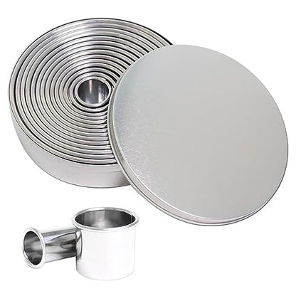 14 PCS Circle Cookie Cutters, Stainless Steel Biscuit Cutter Set(Silvery) - size: 14 Pack, Round Shape