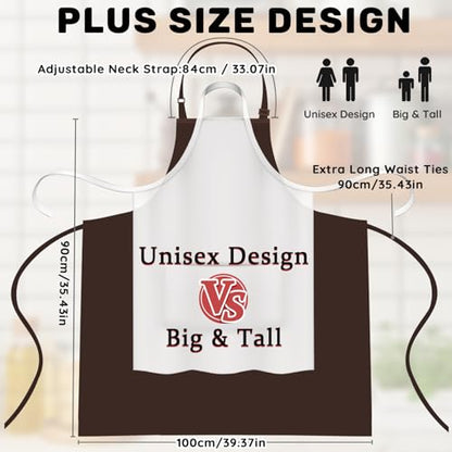 2 Pack Plus Size Waterproof Cooking Chef Apron with 2 Pockets for Men Women - color: Coffee
