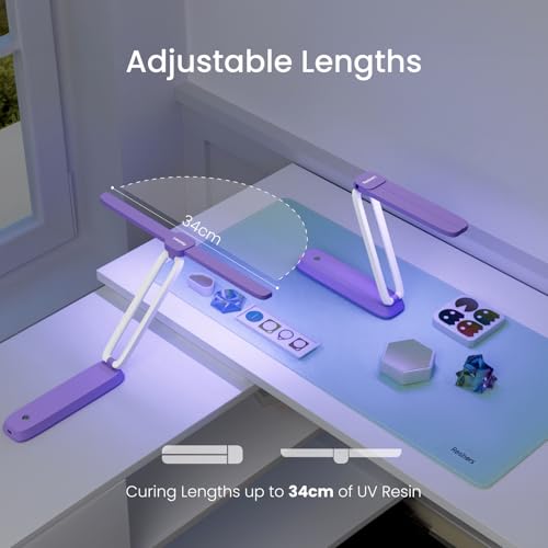 Resiners UV Resin Light, UV Light for Resin Curing, Wireless & Rechargeable Blacklight Ultraviolet LED, 3-in-1 Uses, Foldable UV Lamp, Craft Supplies Tools for ResinMolds, Jewelry Making, Purple - color: Purple