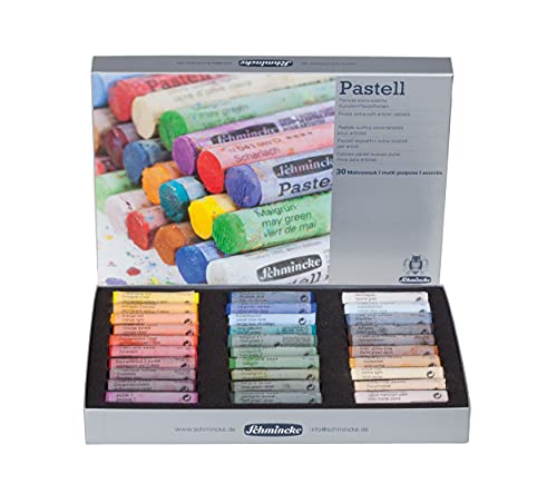 Schmincke - Pastels, 30 colors, multi-purpose, 77 230 097, cardboard set with 30 pastels, handmade pastels, brilliant, velvet-matt, highly lightfast colors - size: 30 Count (Pack of 1)
