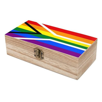 Gay Flag of South Africa Jewelry Box Wooden Rustic Multi-Purpose Organizer with Front Clasp for Jewelry, Crafts, Accessories & Small Items - color: style-1