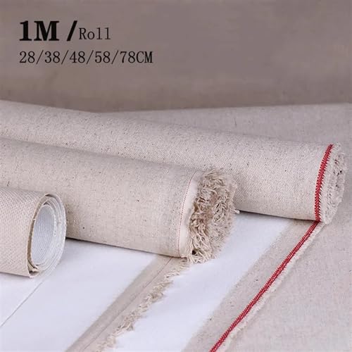 Linen Blend Canvas Roll Primed Blank 1m for Oil Painting 28-88cm Width(Width 58cm) - color: Width 58cm