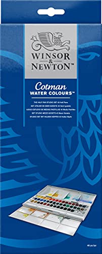 Winsor & Newton Cotman Watercolor Paint Set, Studio Set, 45 Half Pan w/ Brush - style: 45 Half Pan Studio Set