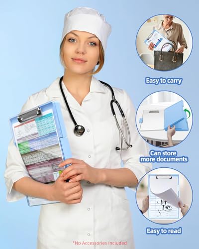 Clearview Clipboard with 2 Storage, Dry Erase 8.5x11 Heavy Duty ClipBoards - High Capacity Coaches Clip Board with Pen Holder - Side Opening Plastic Nursing Clip Case - Aqua Blue - color: Aqua Blue