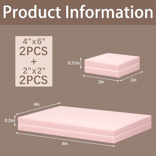 4 Pcs Rubber Stamp Carving Blocks Pink Soft Linoleum Blocks 4x6in and Square 2x2 in Carving Kit for Stamp Soft Rubber Crafts and DIY Craft Project - color: Linocut 4x6x0.24in-2pcs+2x2x0.31in-2pcs