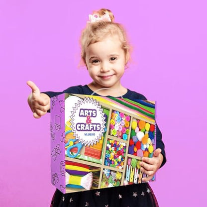 VLUSSO 3000Pcs DIY Arts and Crafts Supplies Kit for Kids - Kids Craft Kits Art Supplies Material Set with Pipe Cleaner All in 1 Crafts Activity Gifts Toys for Girls Boys Age 4-6, 6-8, 8-12 Years - size: 3000+ Pieces