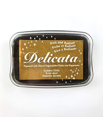 Tsukineko Delicata Ink pad, Golden Glitz - color: Golden Glitz, size: 4 x 4 cm