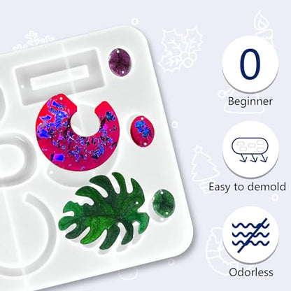 IGaiety Resin Kits for Jewelry Making Silicone Molds Starter Kit 278 Pcs Bundle with Epoxy Resin Silicone Mold Art for DIY Jewelry Earring Keychain Necklace Rings Making Adults Beginners - size: X-Jewelry Mold