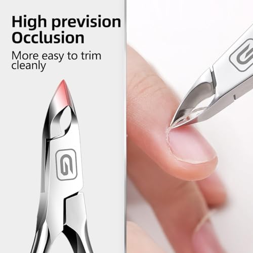 Cuticle Trimmer 3/4 Jaw Extremely Sharp Cuticle Nippers Scissors Stainless Steel Clippers Cutter Remover Pedicure Manicure Nail Tool, cuticle pusher, nail cuticle trimmer professional cuticle cutter - color: Cuticle Nippers+cuticle Pushers/Black-s