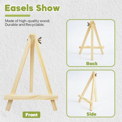 Conda 26 Pack 9 Inch Mini Wooden Display Easels, A-Shaped Mini Easel Stand for Small Painting, Painting Party Easel for DIY Crafts, Photos, Gift, Decoration - style: 26 Pcs