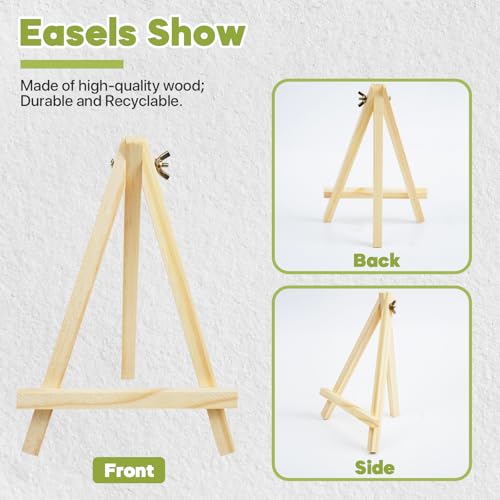 Conda 6 Pack 9 Inch Mini Wooden Display Easels, A-Shaped Mini Easel Stand for Small Painting, Painting Party Easel for DIY Crafts, Photos, Gift, Decoration - style: 6 Pcs