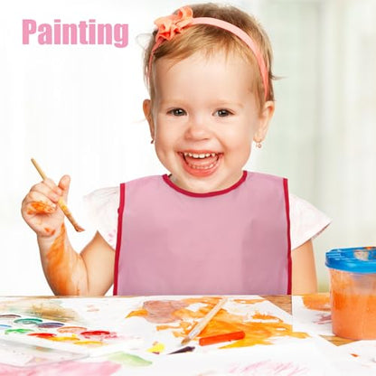 Kids Art Smock Sleeveless Painting Apron 3-8 Years | 3 Deep Pockets, Washable Waterproof Coverall for Painting, Crafts, Messy Play - Ideal for Boys Girls Classroom & Home - color: Blue, Yellow, Red, Green, Pink and Light Blue