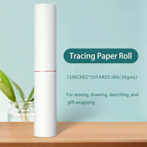 SEMLEART Tracing Paper Roll,12-inch x 50yard，White Translucent Vellum,Pattern Paper for Sewing, Drawing, Sketching, Gift Wrapping - color: 01-White, size: 12-inch x 50yard Roll