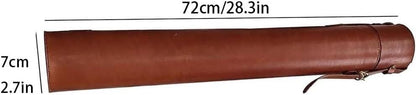 Premium Leather Document Tube 72cm/82cm, Portable Durable Round Storage Cases with Lids, Elegant Travel Case for Blueprints, Artwork, Posters, Drawings, and Important Papers(72*7cm) - size: 72*7cm