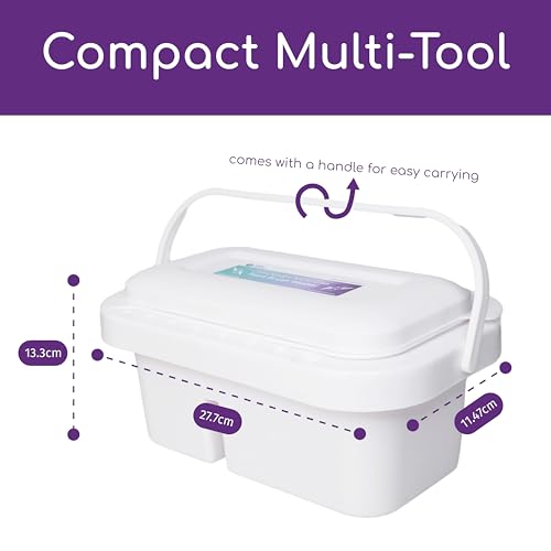 Paint Brush Organizer Kit - Portable Cleaner & Holder with Lid, 18-Well Palette, Multi-Use Rinse Cup for Acrylic, Watercolor, Water-Based Paints - White Plastic Utility Tray