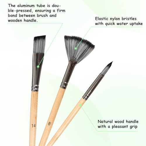 Paint Brushes Set of 25 Pcs with Scraper and Flat Brush, Wooden Handle Artist Painting Kit for Acrylic, Oil, Watercolor, Gouache, Include Canvas Cloth Bag (Wood) - color: Wood