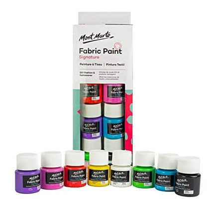 Mont Marte Permanent Fabric Paint Set 8 x 20ml Vivid Colours for Textile, Fabric, T-Shirt, Canvas, Wood, Ceramic, Glass - color: 8 colors