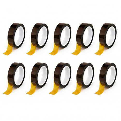 Tapes Master 10 Rolls - 1" x 36 Yds 1 Mil Kapton Tape - Polyimide High Temperature Heat Rresistant Tape with Silicone Adhesive - No Residue - color: 10 Rolls - 1" x 36 Yds, size: 1 Mil