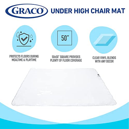 Graco Under High Chair Mat, 50", Clear, Pack of 1 | Waterproof & Washable, Plastic, Food/Spill Catcher, Eating, Painting & Art Floor Cover - color: Clear, size: Pack of 1