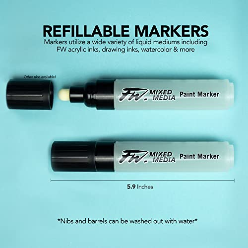 Daler Rowney : FW Mixed Media Paint Marker : Round 3-6mm : with Nib - style: 3-6MM Round, Markers