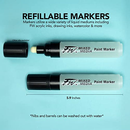 Daler Rowney : FW Mixed Media Paint Marker : Round 3-6mm : with Nib - style: 3-6MM Round, Markers