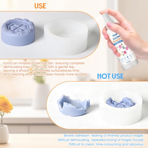 JAOJAO Silicone Release Spray, Epoxy Release Spray | Fast Drying, Non-Stick Release, Extends Mould Life, Easy to Clean, Widely Compatible for Rubber, Concrete, Soap Moulds