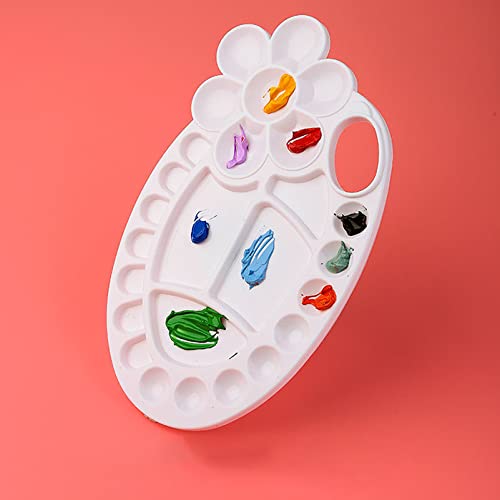 Painting Palette Silicone Resin Mold Oval Flower Shaped Epoxy Silicone Casting Molds Artist Paint Color Mixing Tray Palette for Art Kids Gift, 26 Wells 3D DIY Making Handmade Crafts
