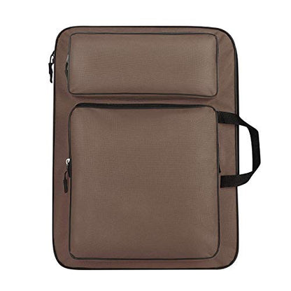 haozaikeji A3 Artist Portfolio Carry Case Bag Portable Waterproof Canvas Shoulder Bag Painting Pad Backpack for Sketching Painting Art Supplies with Shoulder Straps & Carry Handle - color: Brown