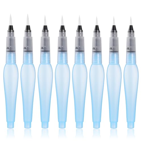 8Pcs Watercolor Brush Pens, Refillable Water Brush Pens Premium Leakproof Watercolor Pen for Watercolour Painting Artists Calligraphy Gouache