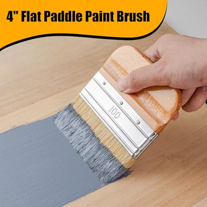 5 Pack Natural Bristle Chalk Paint Wax Brush Set, Multi-Size Wooden Handle Chalk Paint Brushes for Furniture Refinishing, Waxing, Chalk Paint, Milk Paint, DIY Craft & Home Restoration - size: 1 Large, 3 Small, Paddle Brush