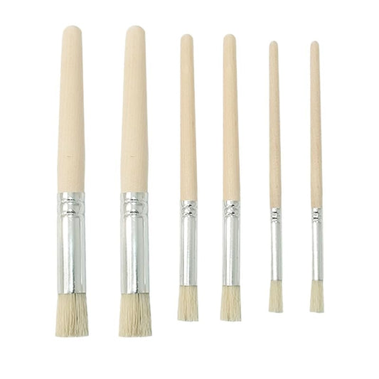 6 Pcs Wooden Stencil Brushes Set,Natural Hog Bristle Round Stencil Dabbers, 3 Size Wood Handle Paint Brushes for Stencil Painting, DIY Crafts, Wood Wall, Acrylic and Oil Painting