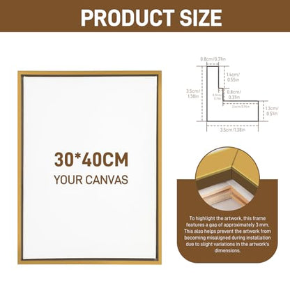 Canvas Floating Frame, Canvas Frame 0.75 inches deep Floater for Canvas Panel Oil Painting Wall Art Prints (Gold, 11.8x15.7) - color: Gold, size: 11.8x15.7