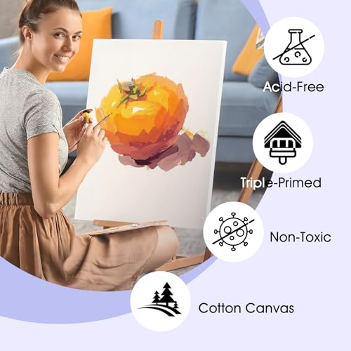ESRICH Stretched Canvas for Painting 12x16 Inch, 10 Pack Blank Canvas -5/8 in Profile Primed Cotton White Canvases for Painting for Oil & Acrylic Paint - size: 12x16in-10Pack