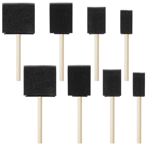 8 Pcs Foam Paint Brushes Set, 4 Sizes Wood Handle Sponge Paint Brush 1" 1.57" 2" 3" Sponge Brushes with Wooden Handle for PaintingStaining Varnishes DIY Craft Projects