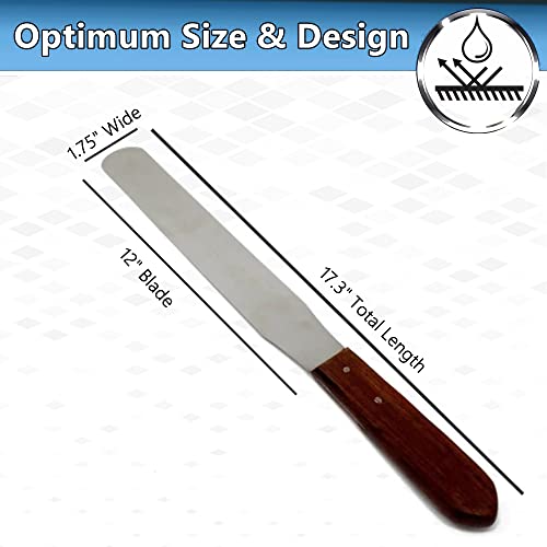 Wooden Handle Chef's Baking Spatula,Pastry Icing Spreader Knife,Stainless Steel,Grilling, Baking Cooking Kitchen Utensil, 12 Inch Blade