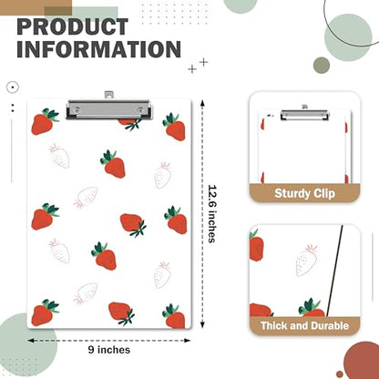 Strawberry Clipboard, Cute ClipBoards with Low Profile Clip for Teachers Nurses Students, Fashion ClipBoards Suitable for School Office, 12.6 x 9 Inch Size - C03 - style: Straweberry