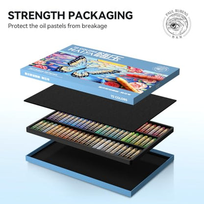 Paul Rubens Oil Pastels Set - 72 Vibrant Colors, Ultra-Soft and Creamy Texture, Easy to Blend for Artists and Beginners - Bullet Head Design for Drawing, Painting, Sketching - New Packaging - style: 72 Basic Colors
