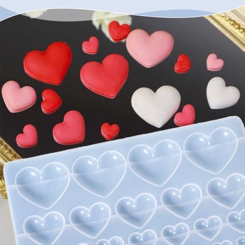 Heart Silicone Mold 25-Cavity Heart Shape Resin Molds 3D Love Heart Shaped Casting Jewelry Epoxy Mold for DIY Pendant Necklace Earring Charms Crafts