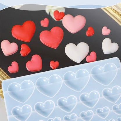 Heart Silicone Mold 25-Cavity Heart Shape Resin Molds 3D Love Heart Shaped Casting Jewelry Epoxy Mold for DIY Pendant Necklace Earring Charms Crafts