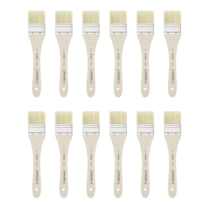 XDT#2806 Hake Artist Paint Brush 12 Piece Set #1.3in, Hog Bristle Flat Brushes for Painting, Acrylic Oil Watercolor - size: #2 12Pc Set