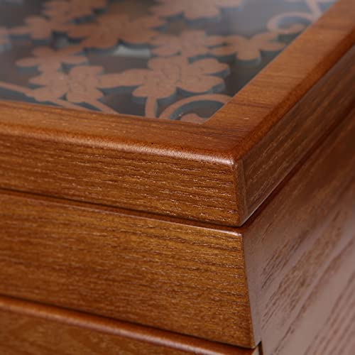 Changsuo Wooden Jewelry Box for Women with Drawer, Small-sized Jewelry Storage Organizer with Acrylic Lid - size: One-drawer